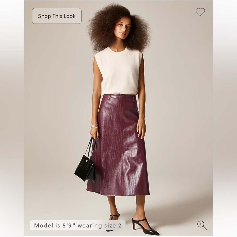 NWT J.Crew Collection A-line skirt in faux eel-skin leather